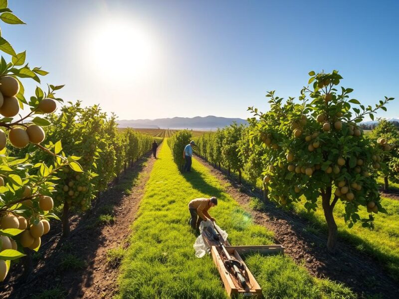 Les activités dans les champs de kiwis