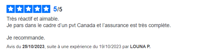 avis de voyageur sur l'assurance Chapka Canada