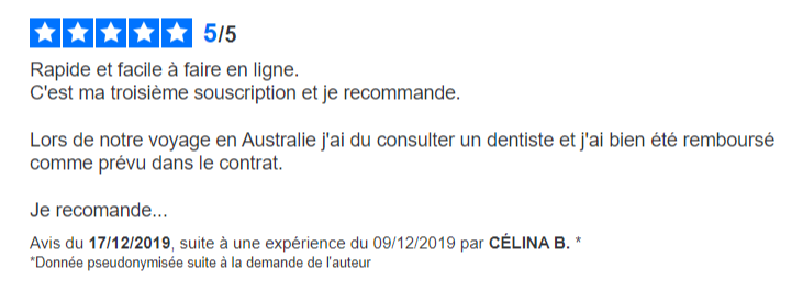 avis de client Chapka assurance Australie